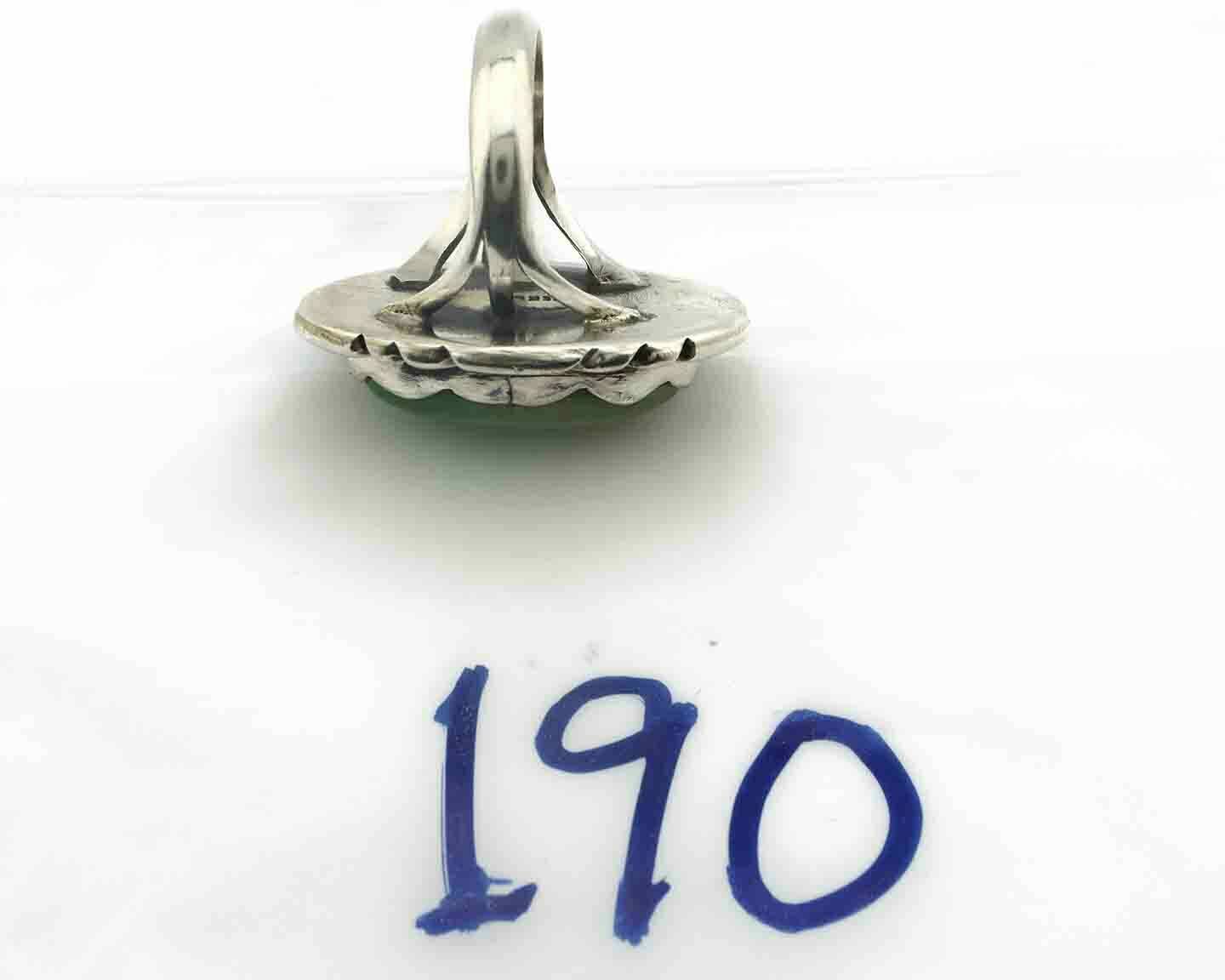 Navajo Ring .925 Silver Natural Uncolored Green Turquoise Signed Apache C.80's