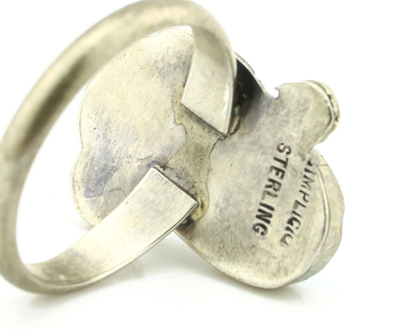 Zuni Ring 925 Silver Natural Blue Gem Turquoise Artist Signed Simplicio C.80's