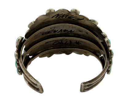 Navajo Link Bracelet .925 Silver Natural Blue Turquoise Artist Robert Gene C80s