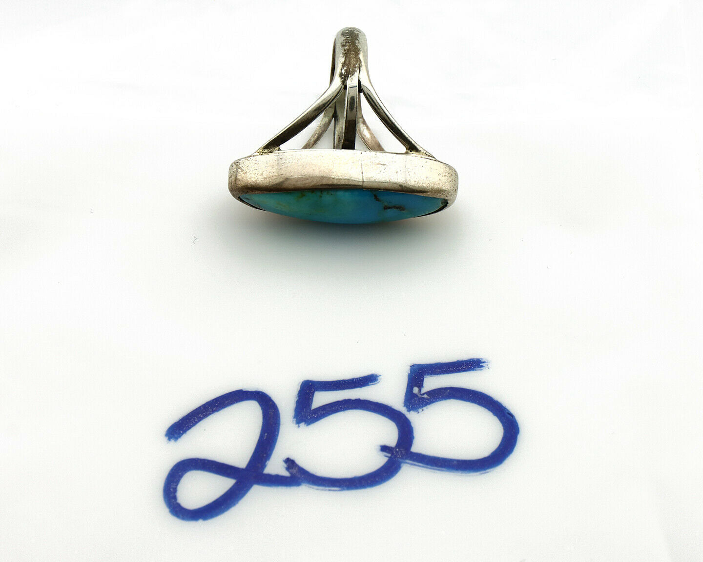 Navajo Ring .925 Silver Nevada Turquoise Native American Artist C.80's