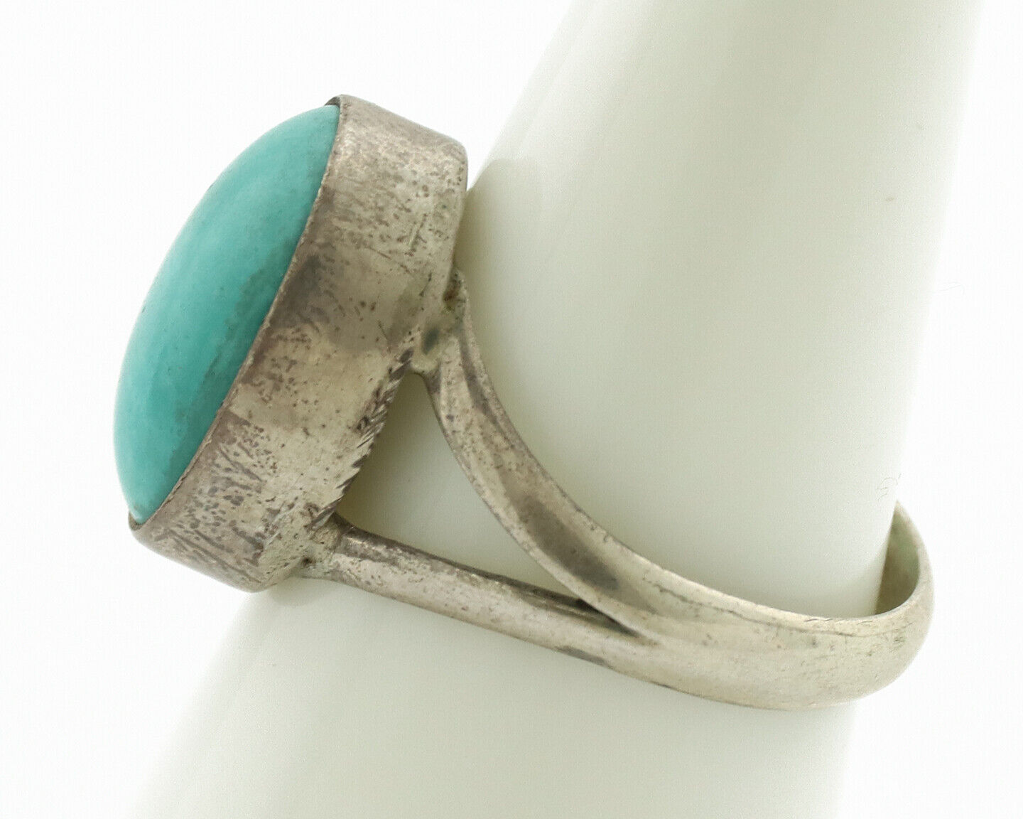 Navajo Ring .925 Silver Kingman Turquoise Native American Artist C.1980's