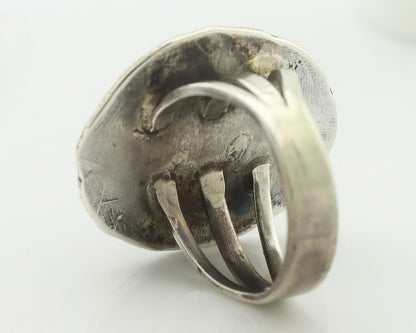 Navajo Ring .925 Silver Natural Blue Turquoise Native American Artist C.80's