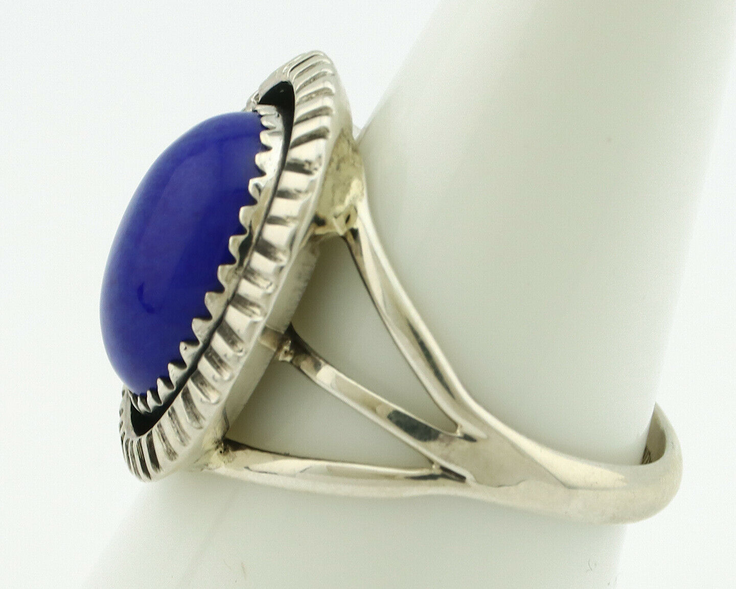 Navajo Ring .925 Silver Natural Lapis Lazuli Native American Artist C.80's