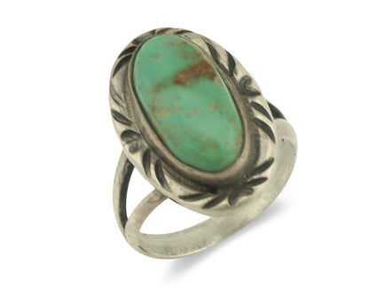 Navajo Ring .925 Silver Natural Turquoise Artist Signed Native American C.80's