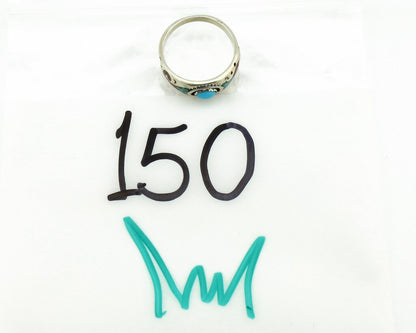 Navajo Handmade Ring 925 Silver Blue Turquoise & Coral Native American C.80's