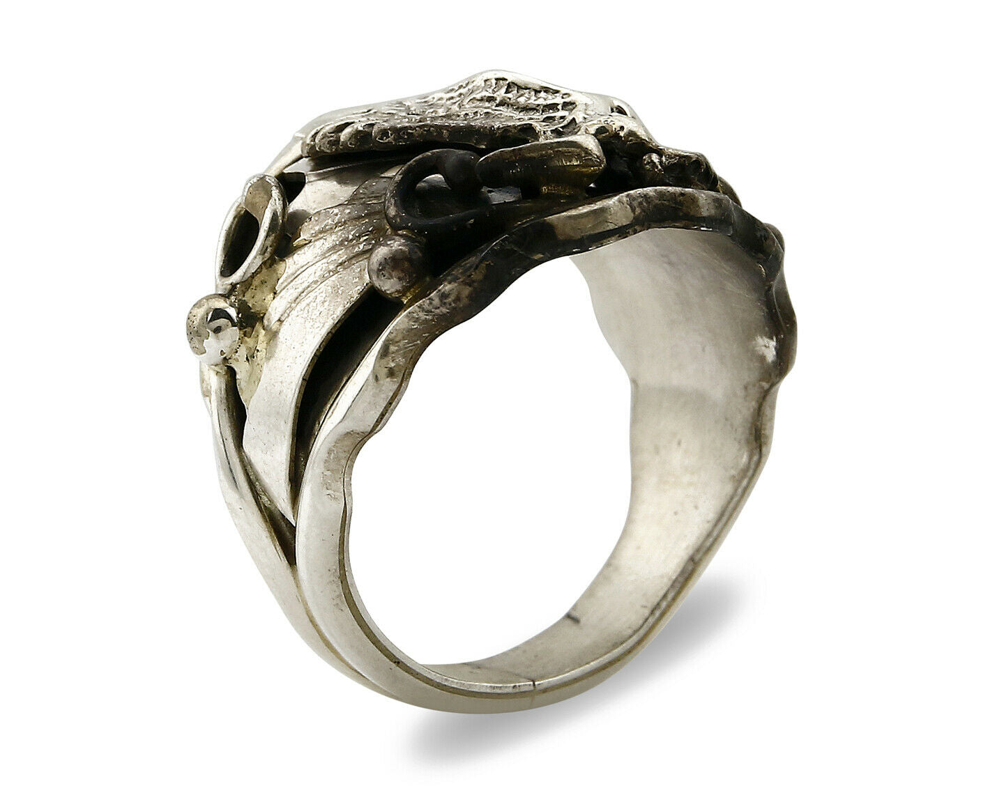 Navajo Eagle Ring .925 SOLID Silver Handmade Signed Artist S Circa 1980's