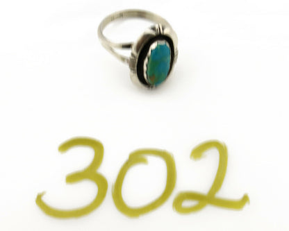 Navajo Ring .925 Silver Kingman Turquoise Artist Signed Apache C.80's