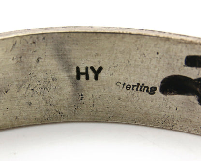 Navajo Bracelet .925 Silver Hand Stamped Overlay Signed HY C.80's