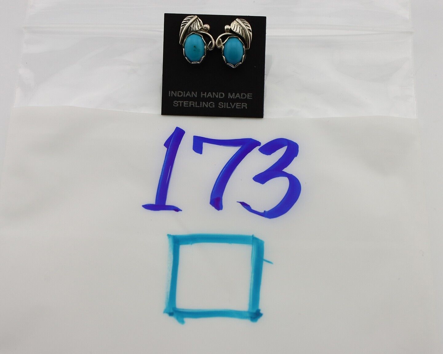 Navajo Earrings 925 Silver Natural Mined Turquoise Native American Artist C.80's