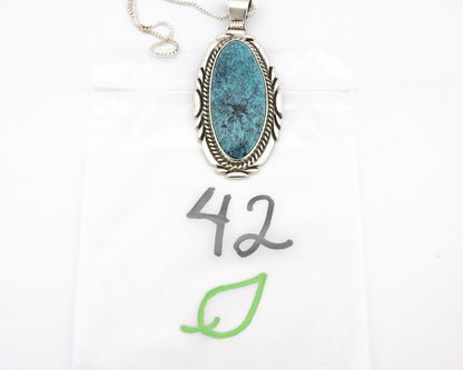 Navajo Necklace 925 Silver Blue Spiderweb Turquoise Native Artist Signed C.80's