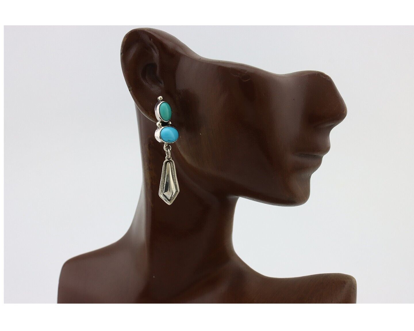 Navajo Earrings 925 Silver Natural Blue Turquoise Native American Earrings C80's