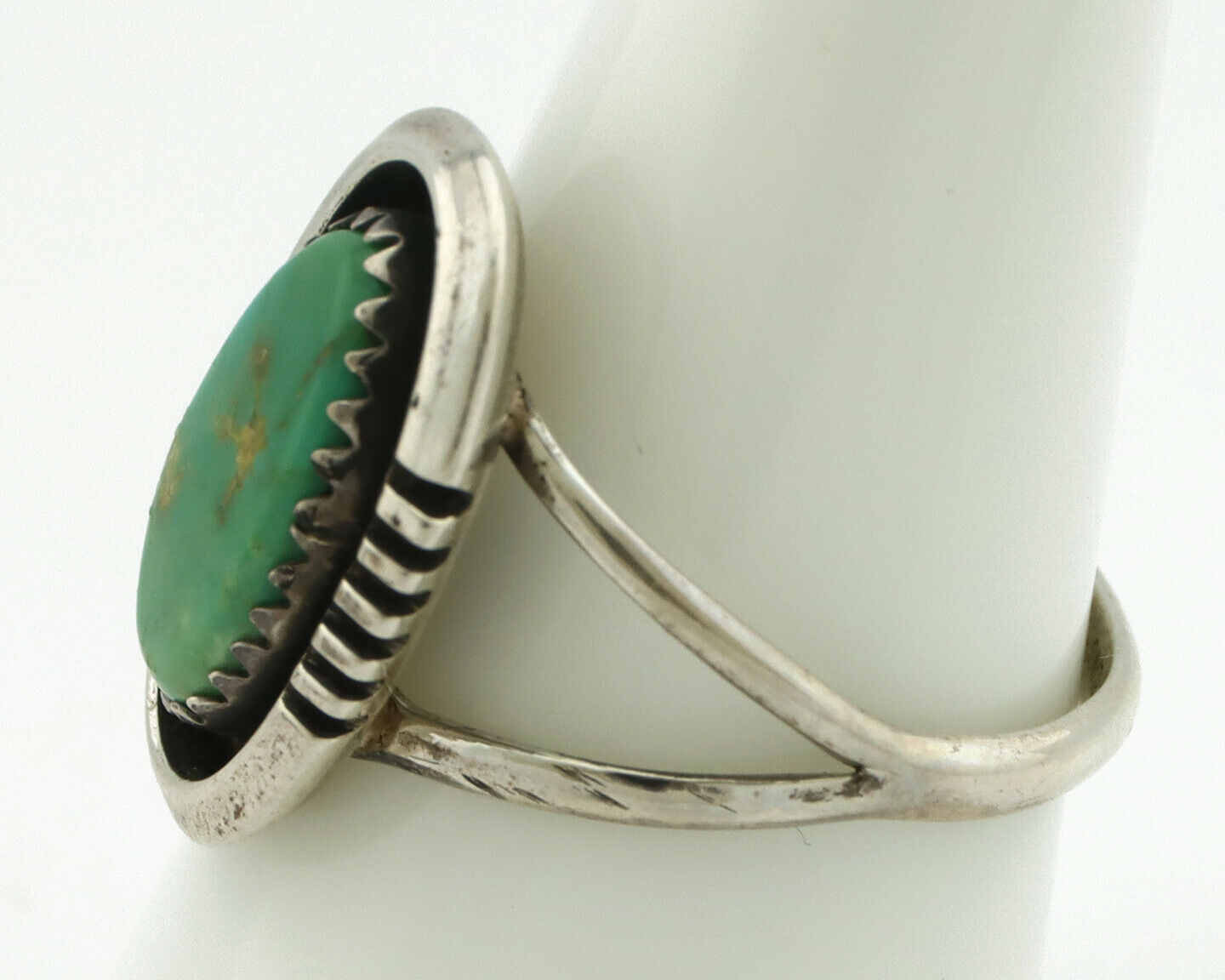 Navajo Ring .925 Silver Green Turquoise Native American Artist Handmade C.80's
