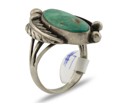 Navajo Ring .925 Silver Blue Gem Turquoise Artist Signed C.80's