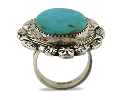 Navajo Ring 925 Silver Turquoise Mountain Artist Signed M Begay C.80's
