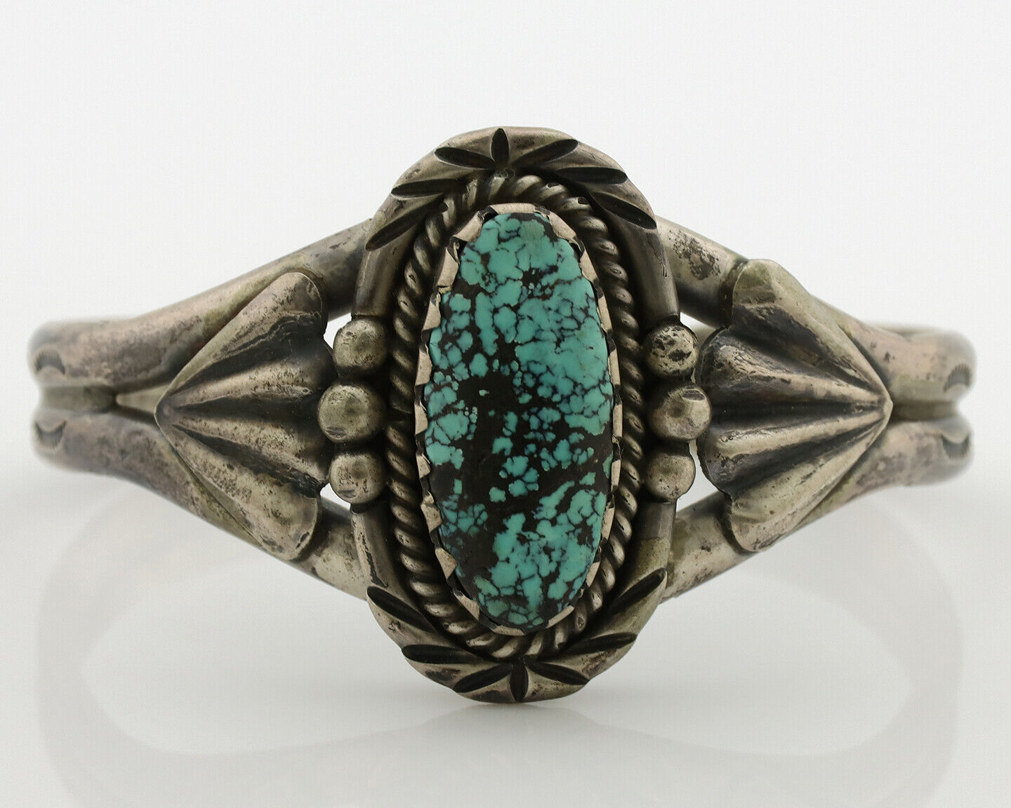 Women's Navajo Bracelet .925 Silver Turpens Pawn Vault Spiderweb Turquoise C80's