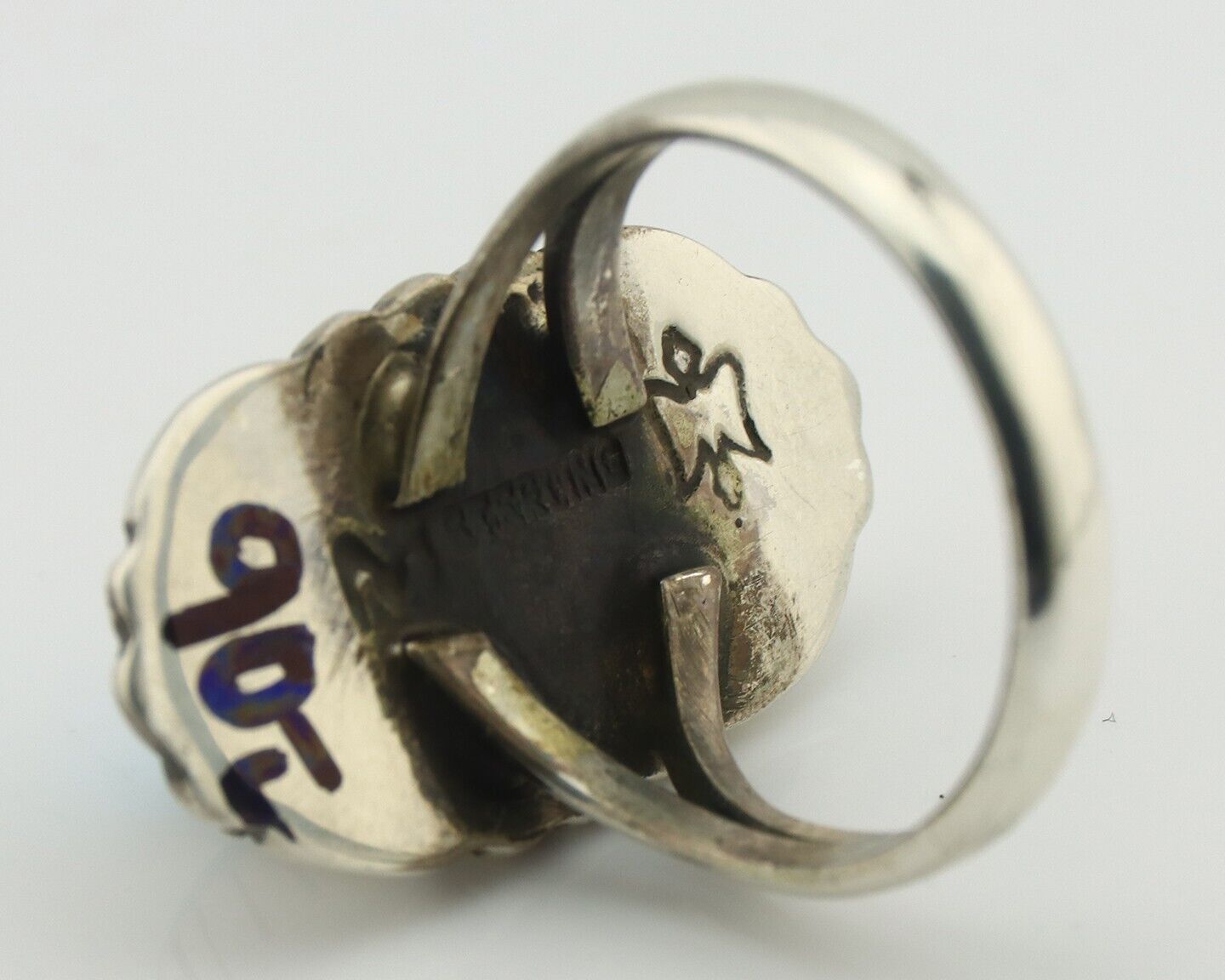 Navajo Ring 925 Silver Natural Blue Turquoise Artist Signed M Montoya C.80's