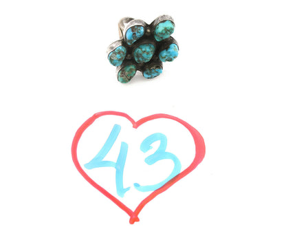 Navajo Old Pawn Ring .925 Silver Kingman Turquoise Native American Artist C.70's