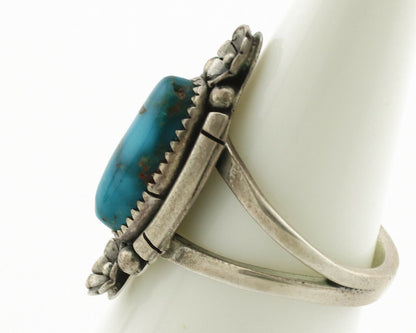 Navajo Ring .925 Silver Natural Blue Turquoise Native American Artist C.1980's