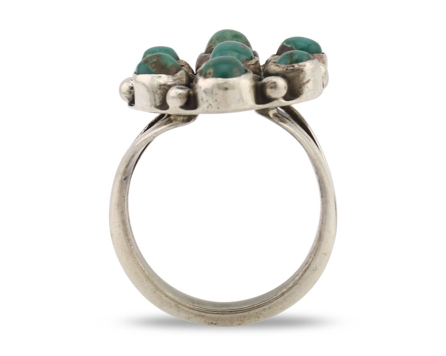 Navajo Ring .925 Silver Natural Blue Turquoise Artist Signed LP C.80's