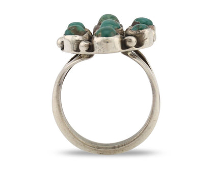Navajo Ring .925 Silver Natural Blue Turquoise Artist Signed LP C.80's
