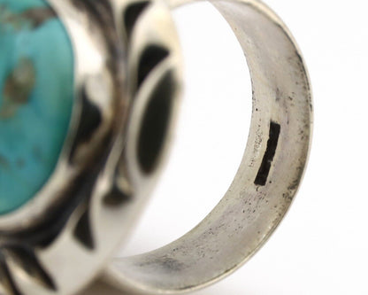 Navajo Ring 925 Silver Natural Blue Turquoise Native Artist Signed C Montoya C80