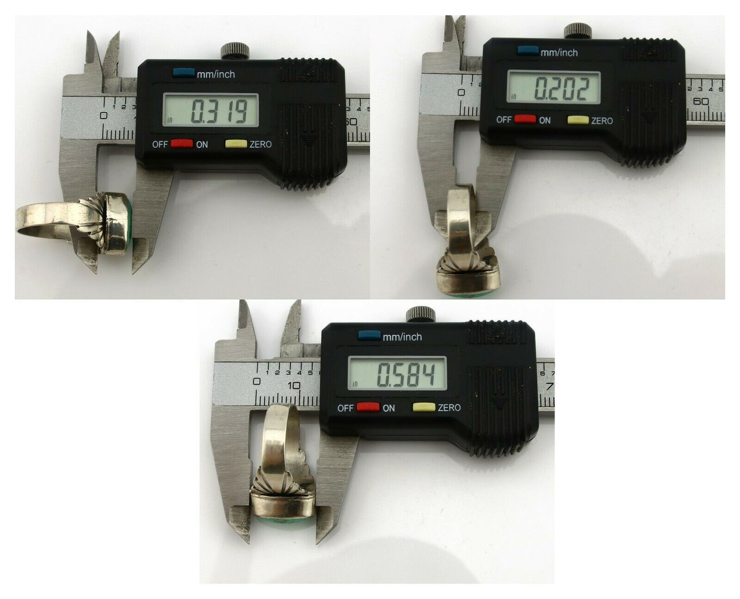 Navajo Ring .925 Silver Kingman Turquoise Artist Signed Apache C.80's