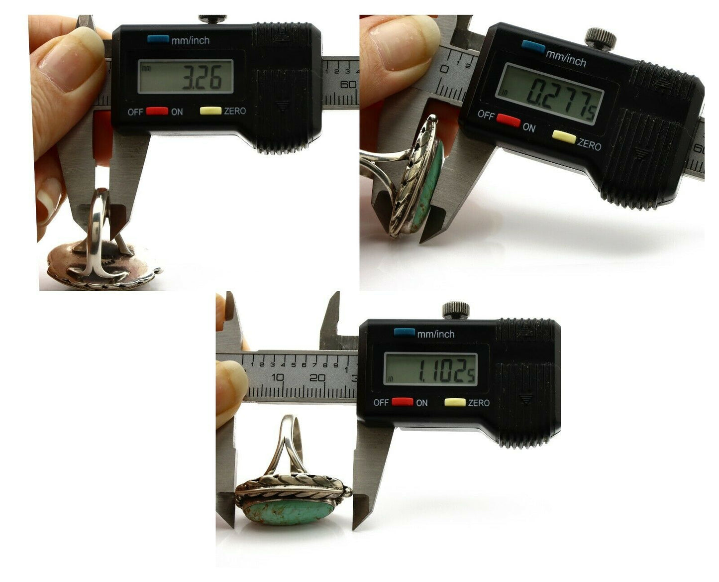 Navajo Ring .925 Silver Arizona Turquoise Signed Apache Manufacturing C80s