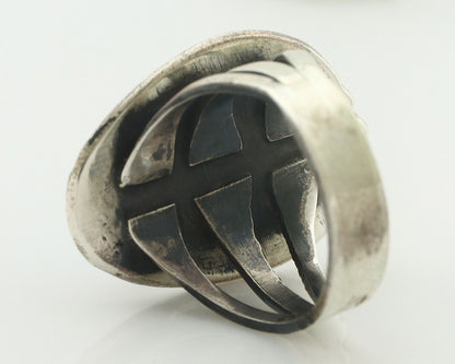 Navajo Ring .925 Silver Natural Blue Turquoise Native American Artist C.80's