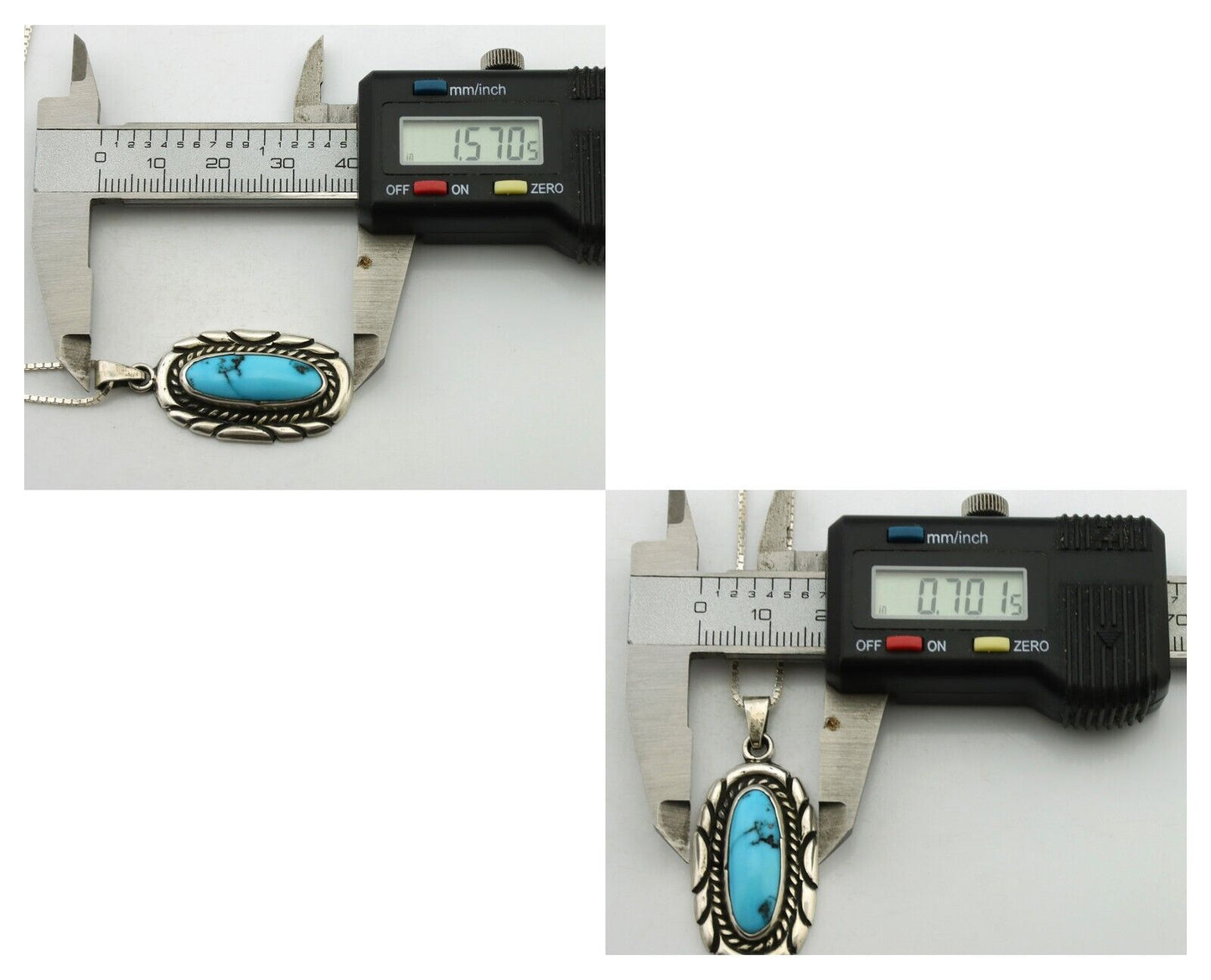 Navajo Necklace 925 Silver Sleeping Beauty Turquoise Signed M Montoya C.80's