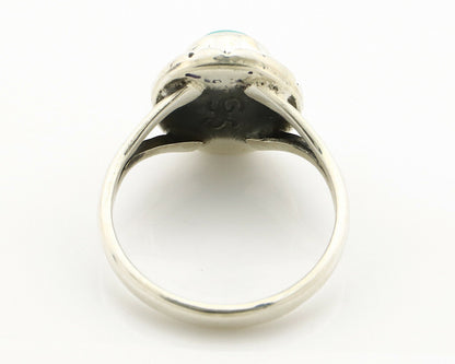 Navajo Ring .925 Silver Kingman Turquoise Artist Signed Gecko C.90's