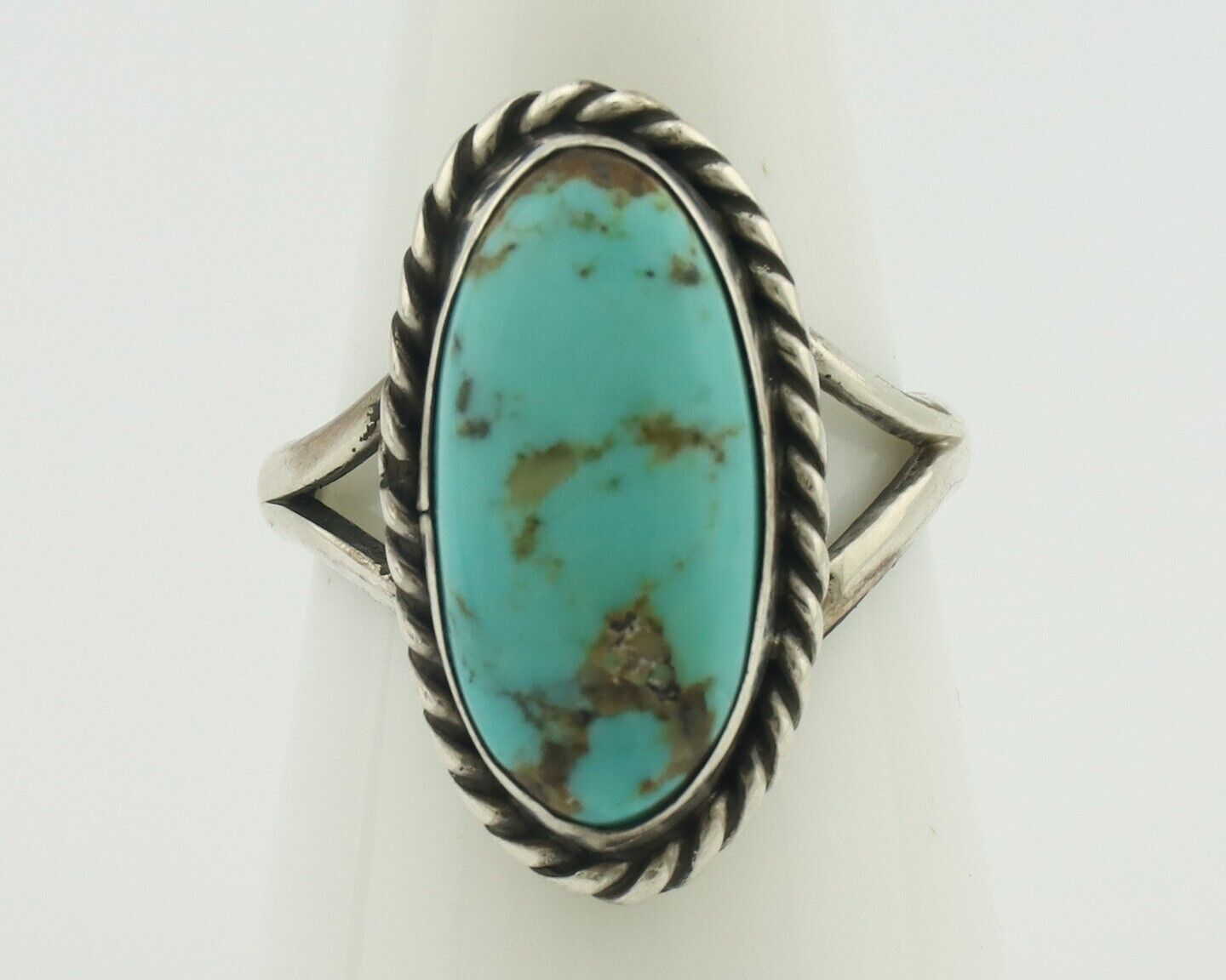 Navajo Ring 925 Silver Natural Blue Kingman Turquoise Native Artist C.80's
