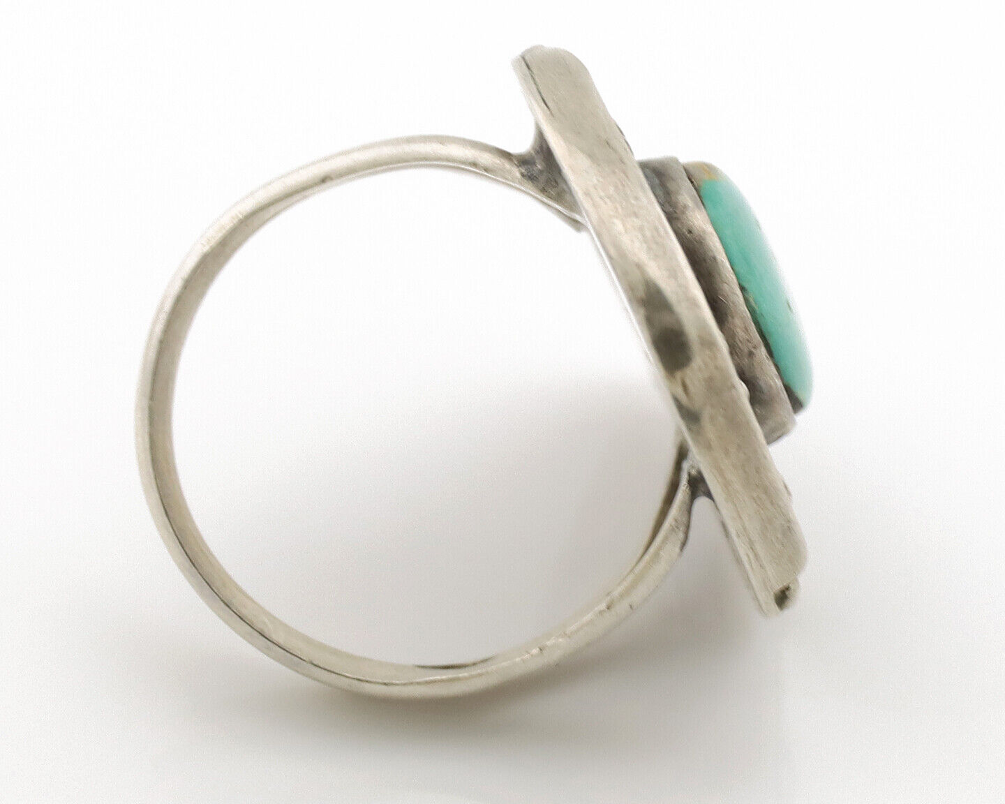Navajo Ring .925 Silver Kingman Turquoise Native American Artist C.1980's