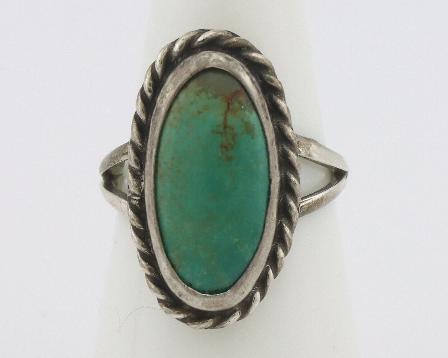 Navajo Handmade Ring 925 Silver Kingman Turquoise Signed M Montoya C.80's