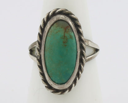 Navajo Handmade Ring 925 Silver Kingman Turquoise Signed M Montoya C.80's