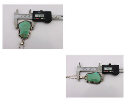 Navajo Necklace 925 Silver Natural Whole Slab Turquoise Signed Pictograph C.80's