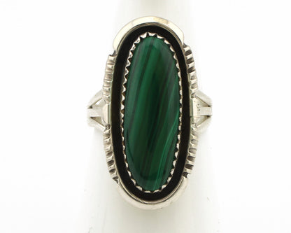 Navajo Ring 925 Silver Natural Malachite Artist Signed William Denetdale C.80's