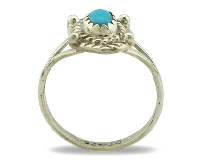 Navajo Ring .925 Silver Natural Blue Turquoise Artist Signed DT C.80's