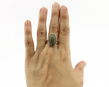 Navajo Ring .925 Silver Natural Mined Turquoise Artist Signed C.80's