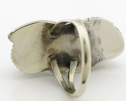 Navajo Ring .925 Silver Turquoise & Coral Artist Signed J Morris C.80's