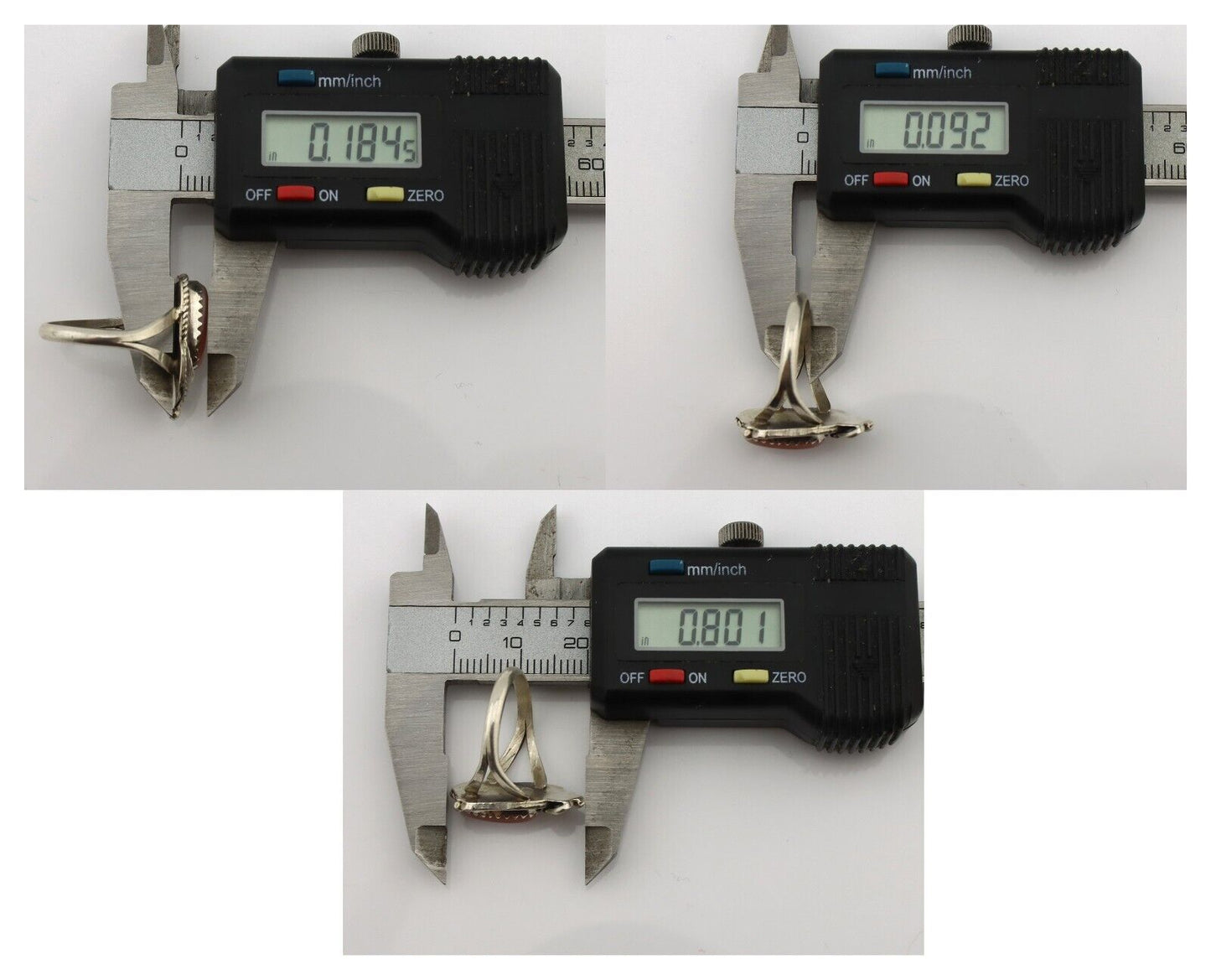 Navajo Ring .925 Silver Natural Pink Mussel Artist Signed Justin Morris C.80's