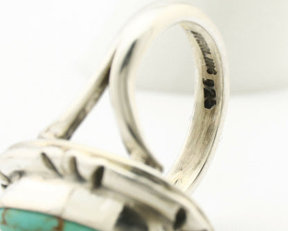 Navajo Ring .925 Silver Natural Mined Turquoise Artist Signed Gecko C.80's