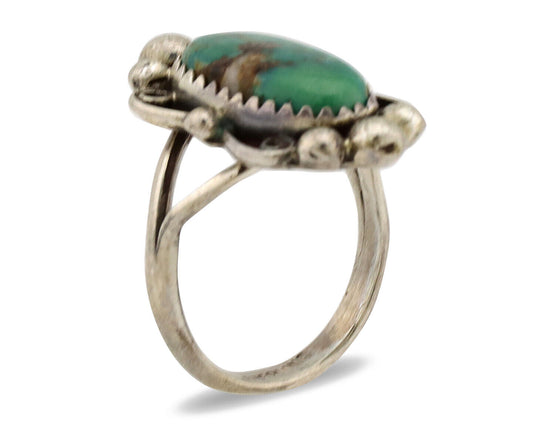 Navajo Ring .925 Silver Natural Turquoise Native American Artist C.1980's