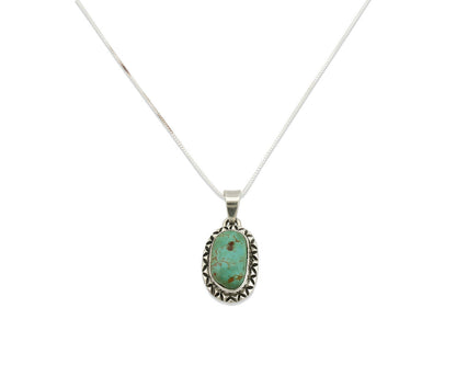 Navajo Kingman Turquoise Pendant .925 Silver Hand Stamped Signed Gecko C.80's
