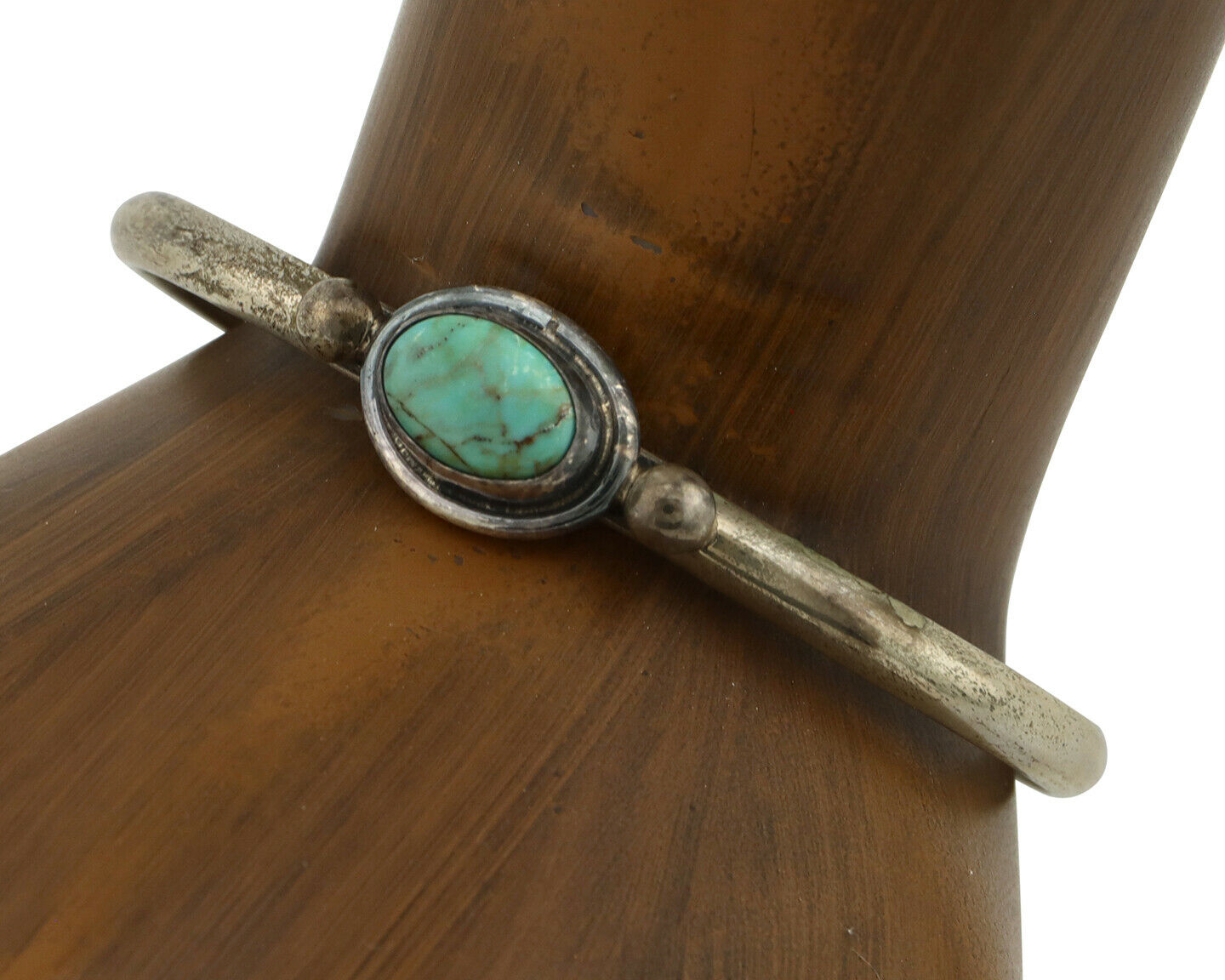 Navajo Bracelet .925 Silver Kingman Turquoise Native American Artist C.90's