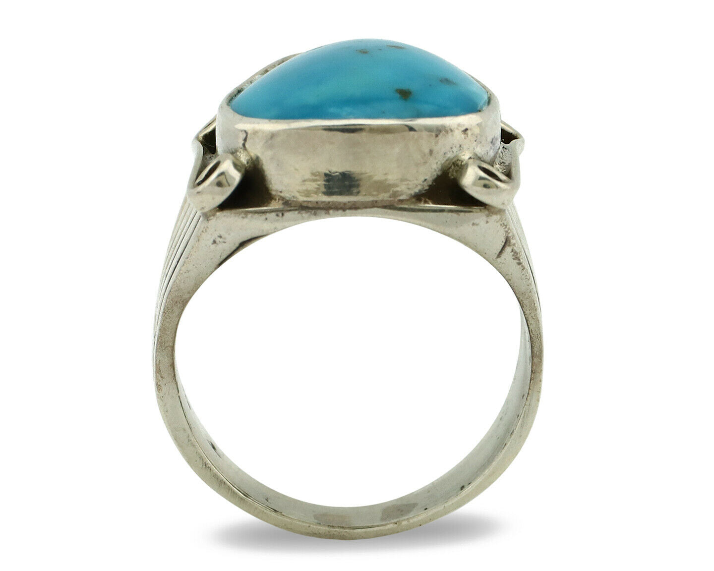 Navajo Ring .925 Silver Blue Turquoise Artist Signed T C.80's