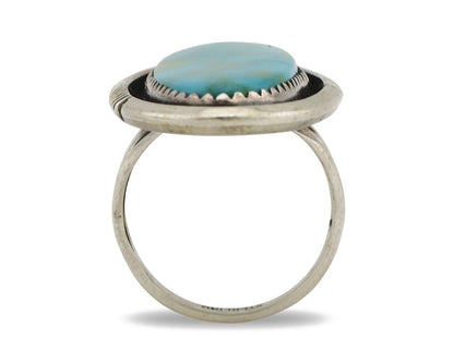 Navajo Ring 925 Silver Blue Gem Turquoise Artist Signed William Denetdale C.80's