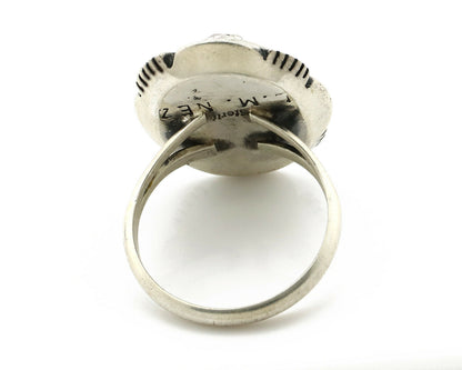 Navajo Ring .925 Silver Spiderweb Turquoise Artist Signed L. M. Nez C80s