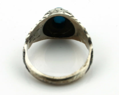 Navajo Ring .925 Silver Natural Blue Turquoise Native American Artist C.80's