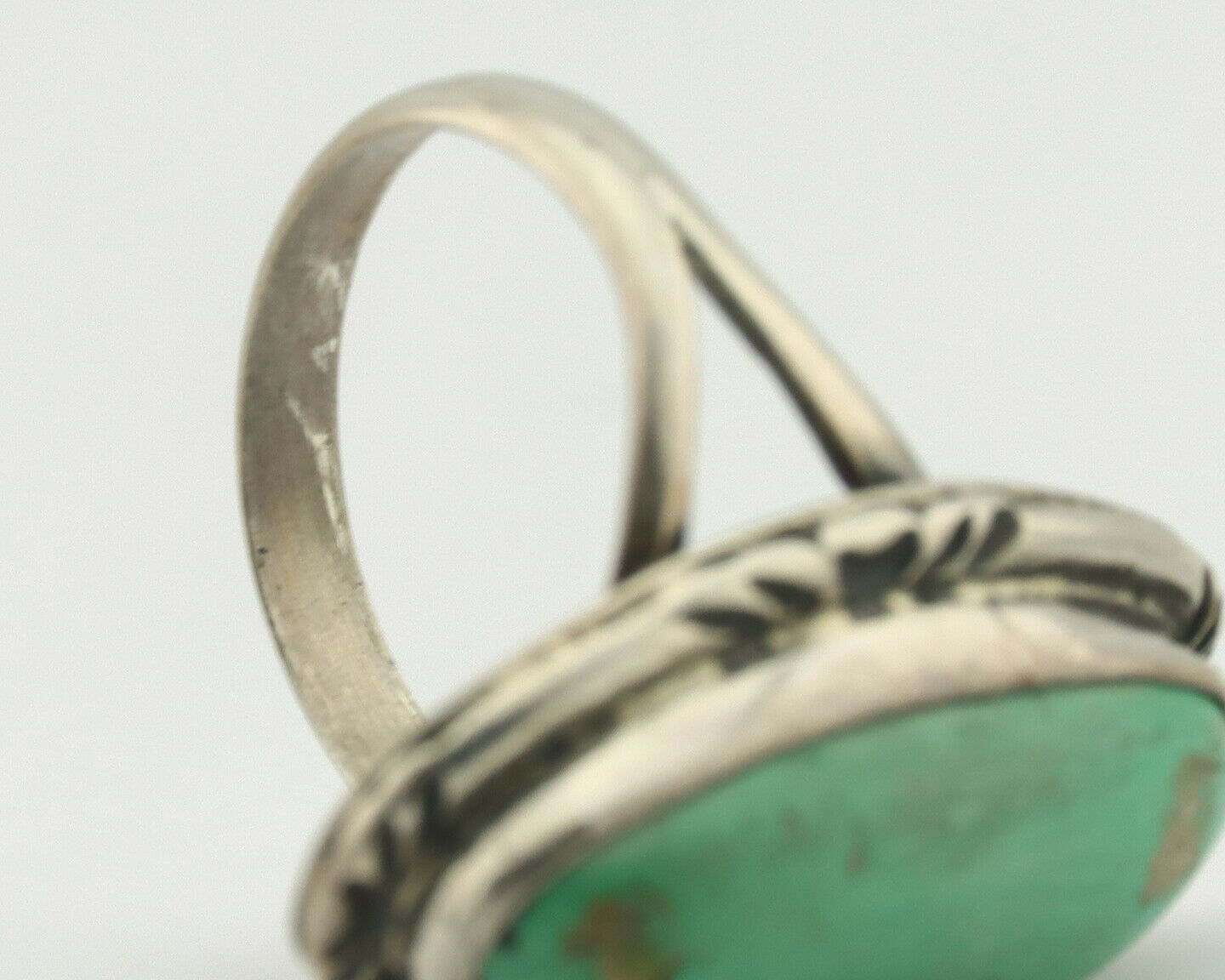 Navajo Ring .925 Silver Natural Turquoise Artist Signed Native American C.80's