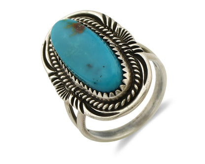 Navajo Ring .925 Silver Nevada Turquoise Native American Artist C.1980's